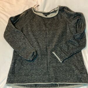 ROCK SND REPUBLIC LONG SLEEVE TOP WOMENS XS HEATHER GREY  zipper detail